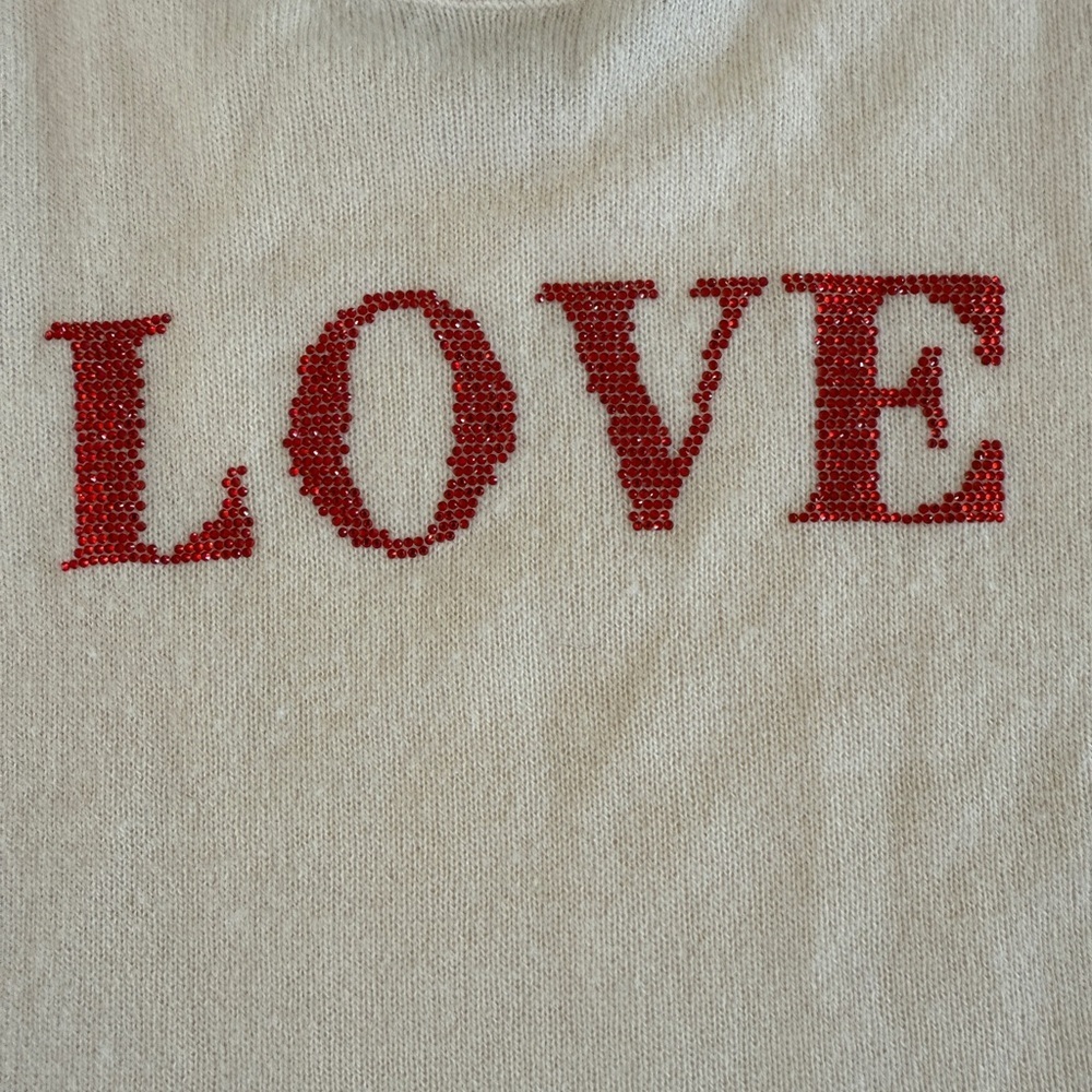 Le Superbe “LOVE” Wool & Cashmere Short-Sleeve Sweater – Size Medium - Picture 2 of 7